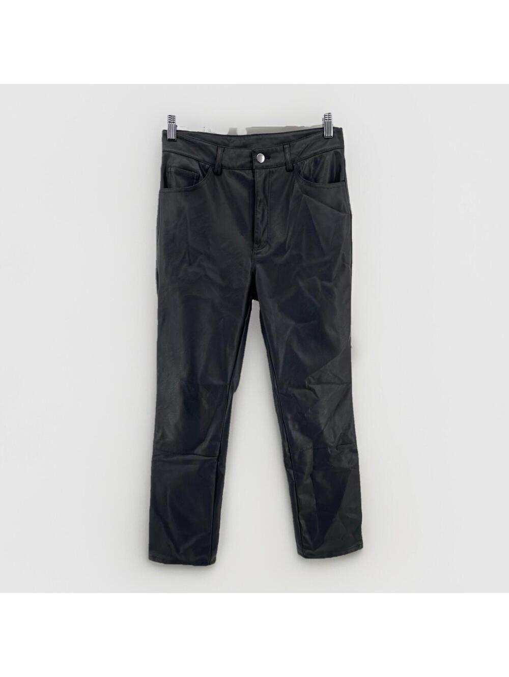 H&M Faux Leather Pants Women’s US 6 Black Slim Moto Y2K Vegan Leather